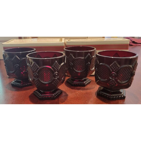 Avon Cape Cod Collection Set of 6 Footed Glasses with Boxes 3.75" - Picture 1 of 6
